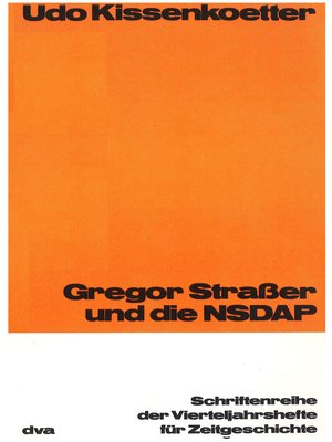 cover image of Gregor Straßer und die NSDAP